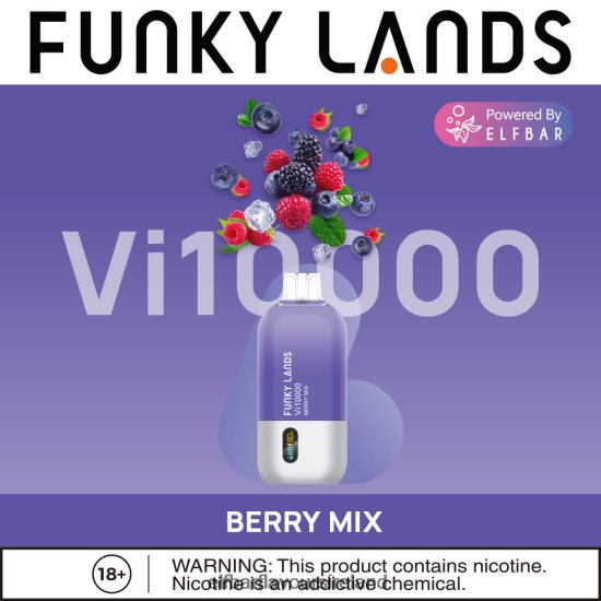 Elf Bar 600 Ireland - ELFBAR Funky Lands Disposable Vape Vi10000 Puffs 8X24RJ461 Berry Mix