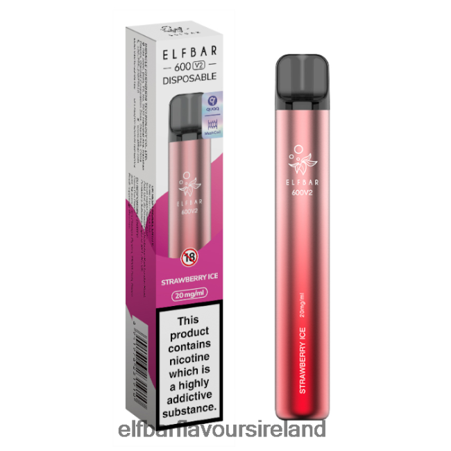 Elf Bar 600 Price Ireland - ELFBAR 600V2 Disposable Vape - 20mg 8X24RJ14 Strawberry Ice