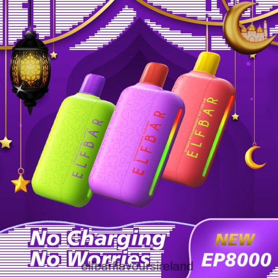 ELFBAR Ireland - ELFBAR Disposable Vape New EP8000 Puffs 8X24RJ359 Grape Cherry