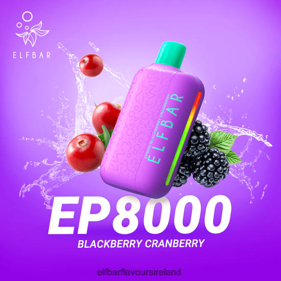 Elf Bar 600 Ireland - ELFBAR Disposable Vape New EP8000 Puffs 8X24RJ369 Blackberry Cranberry