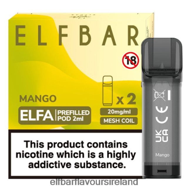 Elf Bar Flavours Ireland - ELFBAR Elfa Pre-Filled Pod - 2ml - 20mg (2 Pack) 8X24RJ118 Mango