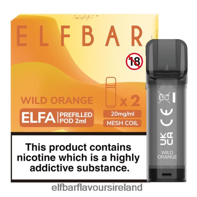 Elf Bar Flavours Ireland - ELFBAR Elfa Pre-Filled Pod - 2ml - 20mg (2 Pack) 8X24RJ133 Wild Orange