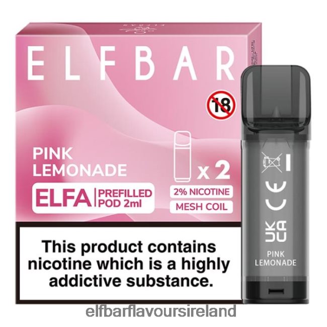 Elf Bar 5000 Ireland - ELFBAR Elfa Pre-Filled Pod - 2ml - 20mg (2 Pack) 8X24RJ111 Pink Lemonade