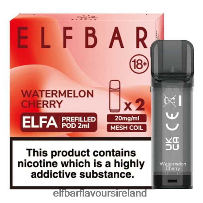 Elf Bar Dublin - ELFBAR Elfa Pre-Filled Pod - 2ml - 20mg (2 Pack) 8X24RJ121 Watermelon Cherry