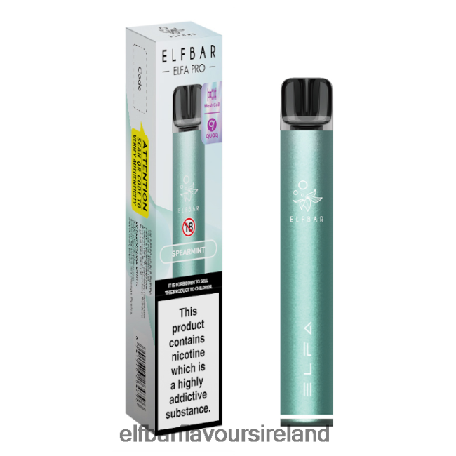 Elf Bar Box Of 10 Ireland - ELFBAR ELFA PRO Pod Kit - Rechargeable 8X24RJ77 Twilight Cyan + Spearmint Prefilled Pod