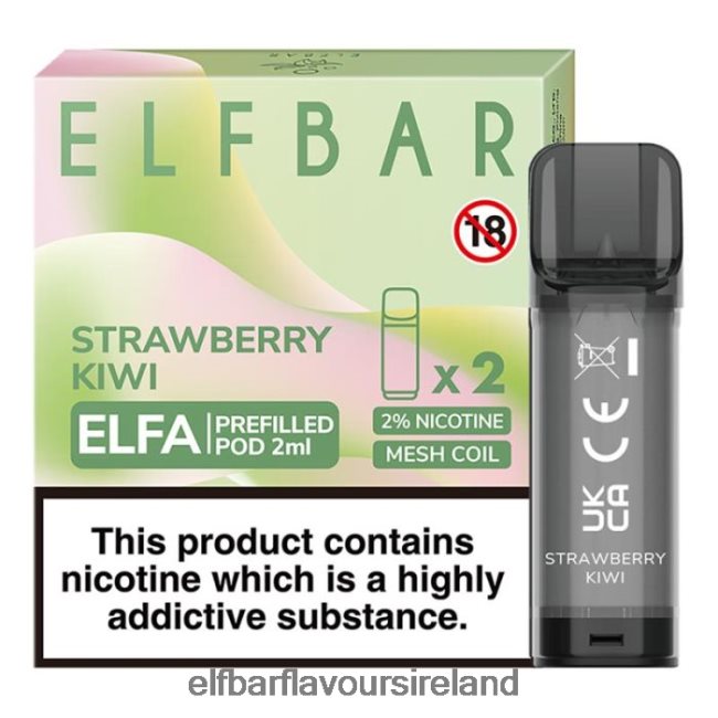 Elf Bar Box Of 10 Ireland - ELFBAR Elfa Pre-Filled Pod - 2ml - 20mg (2 Pack) 8X24RJ107 Strawberry Kiwi