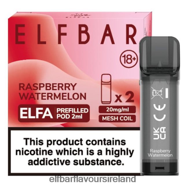 Elf Bar Box Of 10 Ireland - ELFBAR Elfa Pre-Filled Pod - 2ml - 20mg (2 Pack) 8X24RJ122 Raspberry Watermelon