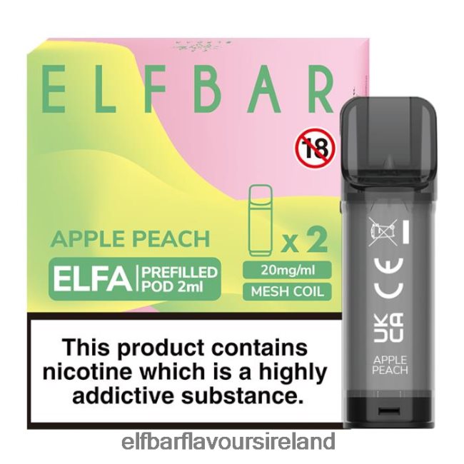 Elf Bar 600 Price Ireland - ELFBAR Elfa Pre-Filled Pod - 2ml - 20mg (2 Pack) 8X24RJ116 Apple Peach