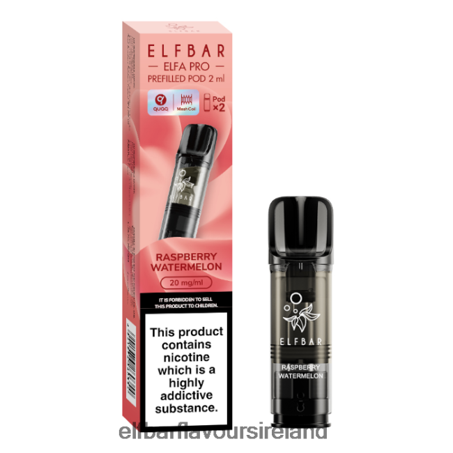 ELFBAR Ireland - ELFBAR ELFA PRO Prefilled Pods - 20mg - 2PK 8X24RJ90 Raspberry Watermelon