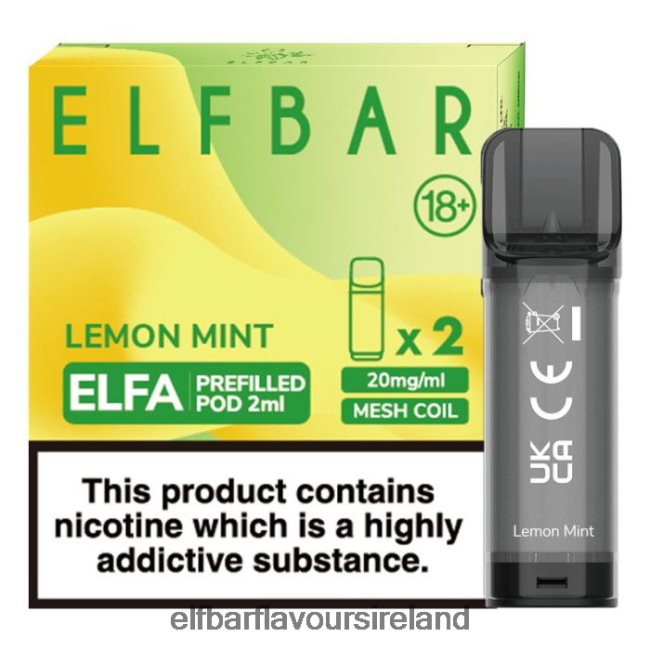 ELFBAR Bc5000 Ireland - ELFBAR Elfa Pre-Filled Pod - 2ml - 20mg (2 Pack) 8X24RJ110 Lemon Mint